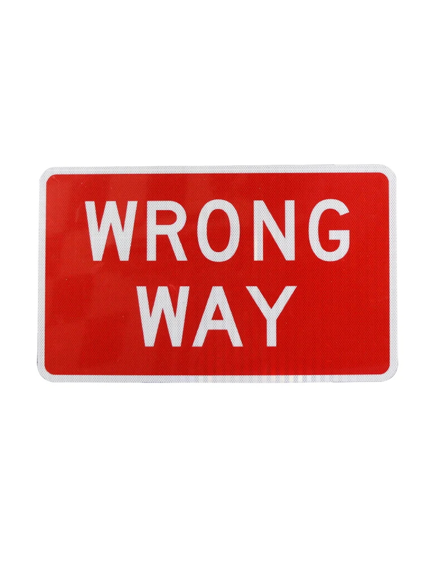 36\" X 24\" WRONG WAY Sign with HI Sheeting, 3 Mil ACM