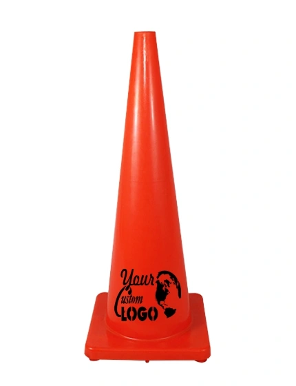Solid Orange, 36\", 9 Lb., Economy Cone with Single Color Graphic