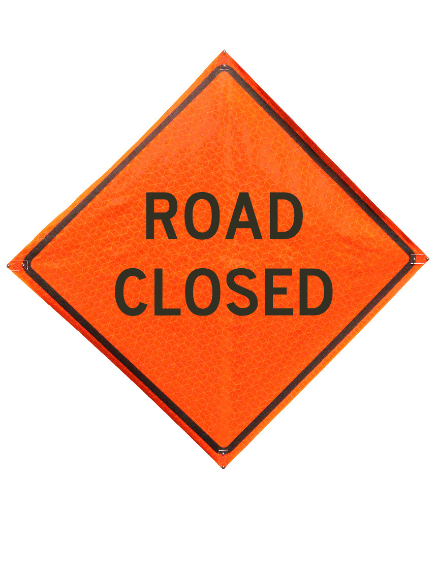 36\", Heavy Duty, Marathon Reflective Roll Up Sign, ROAD CLOSED