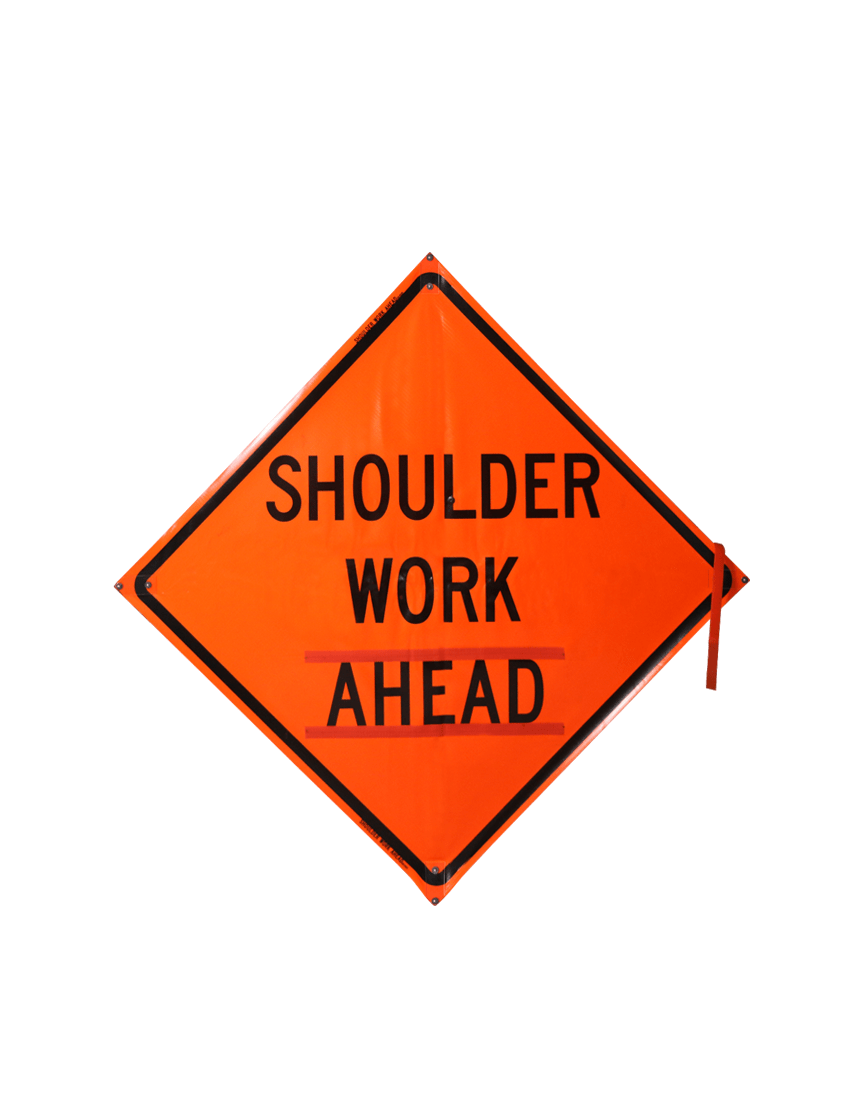 36\", Heavy Duty, Non-Reflective Roll Up Sign w/ Velcro for Overlays, SHOULDER WORK AHEAD