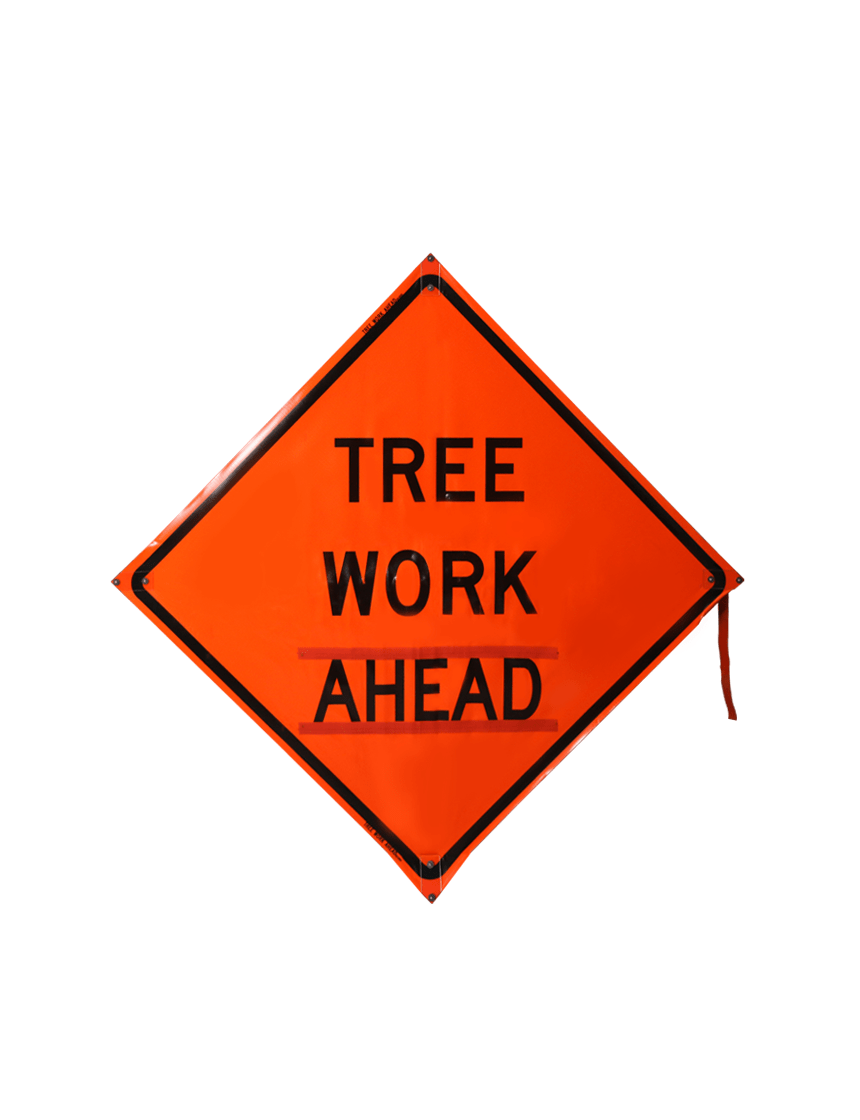 36\", Heavy Duty, Non-Reflective Roll Up Sign w/ Velcro for Overlays, TREE WORK AHEAD