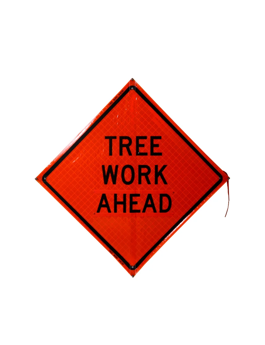 36\", Heavy Duty, Reflective Roll Up Sign w/ Velcro for Overlays, TREE WORK AHEAD