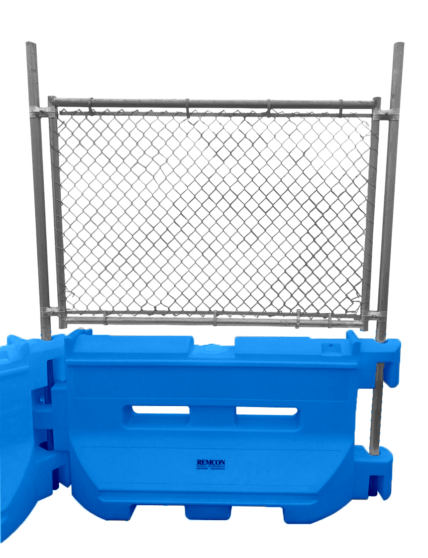 Bright Blue 36\" Construction Barricade with Fence Panel