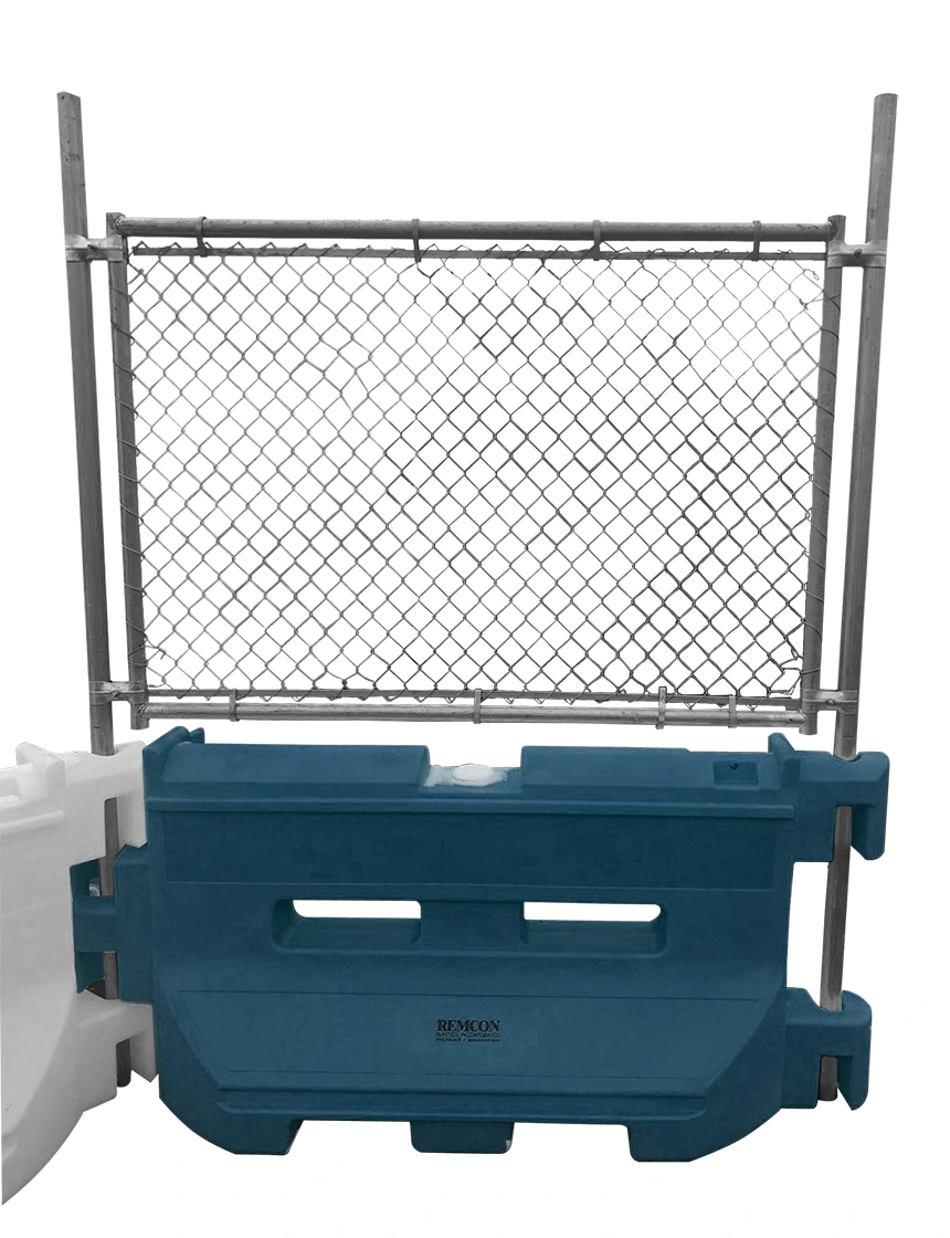 Dark Blue 36\" Construction Barricade with Fence Panel