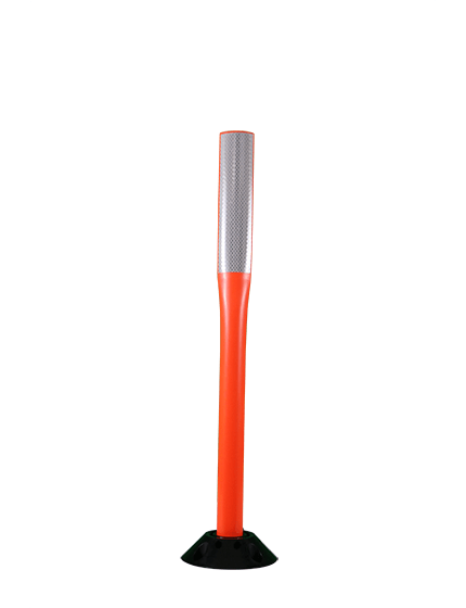 36\" Orange Flat Faced Delineator with one (1) 2\"X 12\" white reflective strip \u0026 Adhesive Pads
