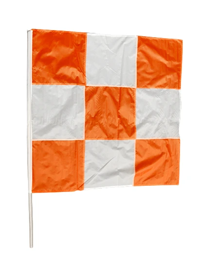 36\" Orange \u0026 White Checkered Airport Flag with 48 inch handle