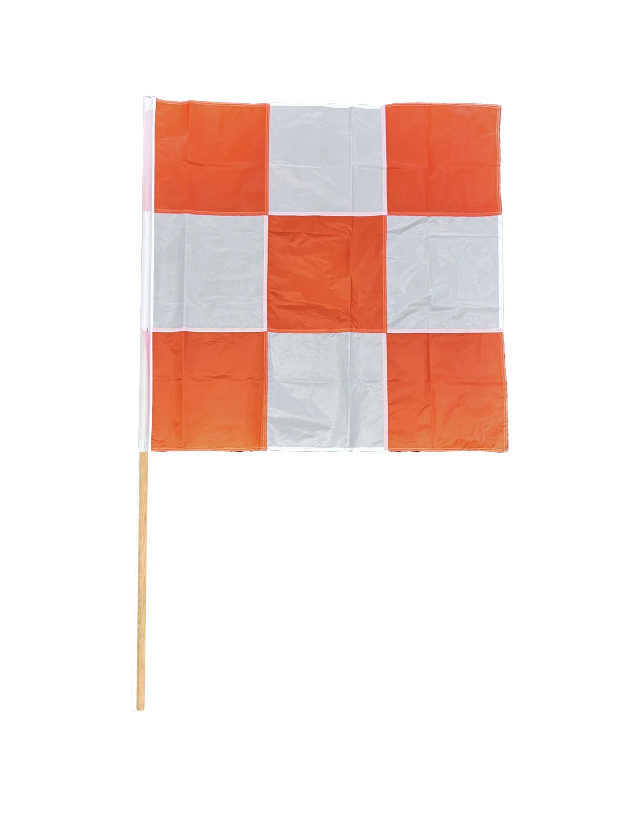 36\" Orange \u0026 White Checkered Airport Flag with 48 inch handle