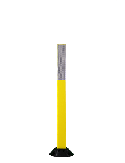 36\" Yellow Cloverleaf Delineator with 2\" by 10\" White Reflective Collar \u0026 Concrete Mounting Hardware