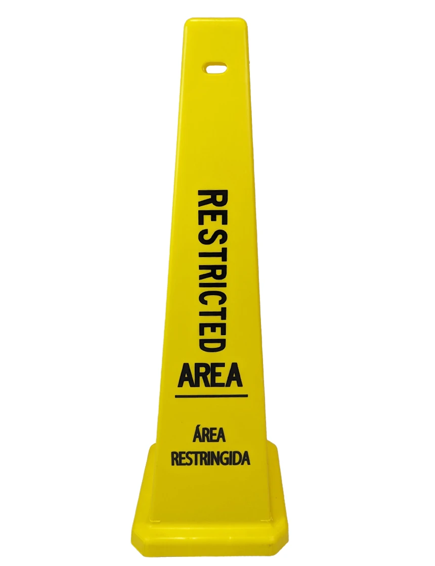 36 inch yellow lamba cones restricted area english spanish 