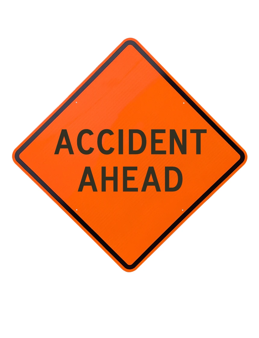 36\", Aluminum, Diamond Grade Reflective Sign, ACCIDENT AHEAD
