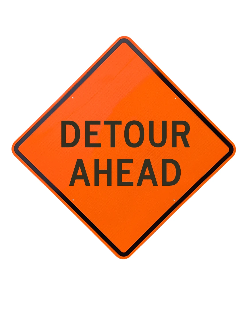 36\", Aluminum, Diamond Grade Reflective Sign, DETOUR AHEAD
