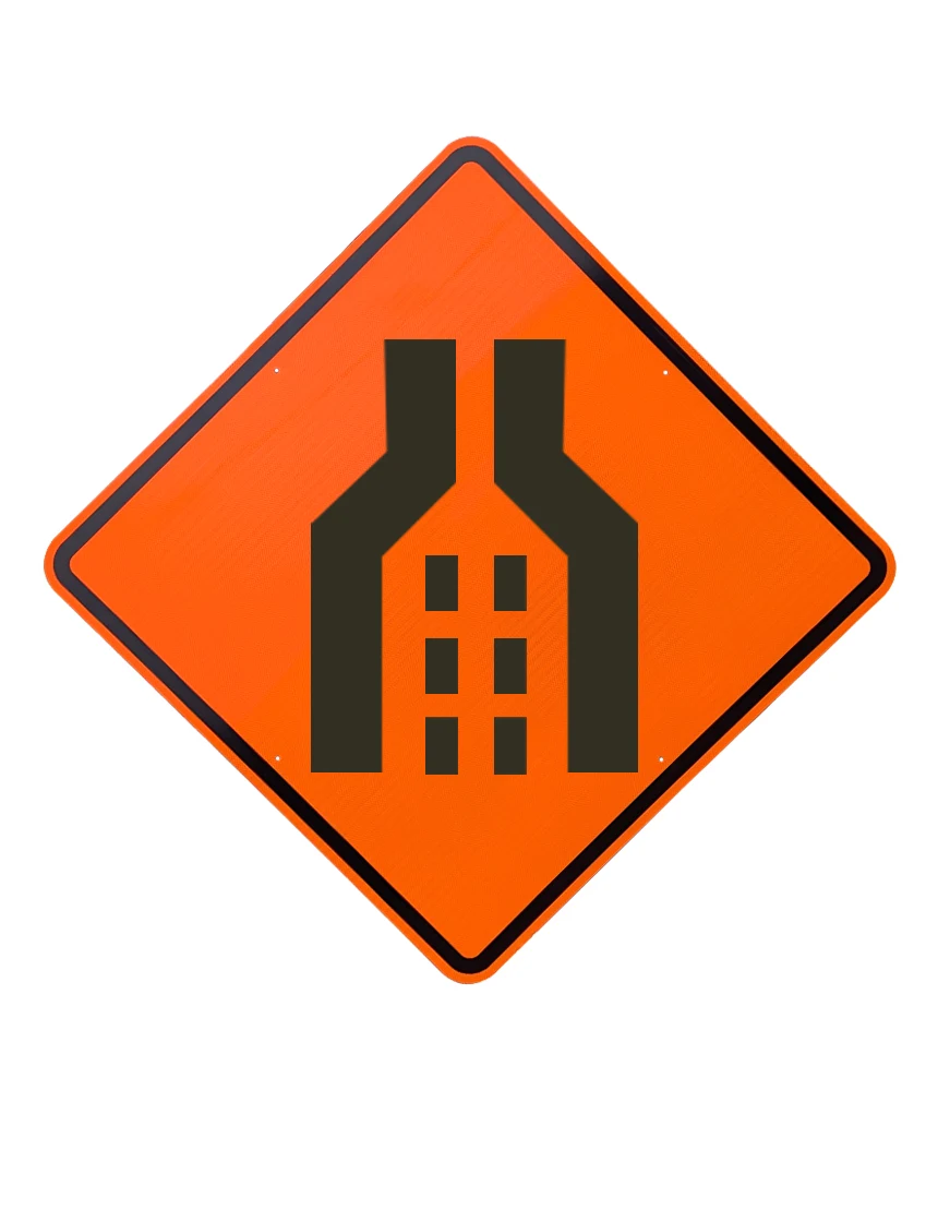 36\", Aluminum, Diamond Grade Reflective Sign, DOUBLE MERGE SYMBOL