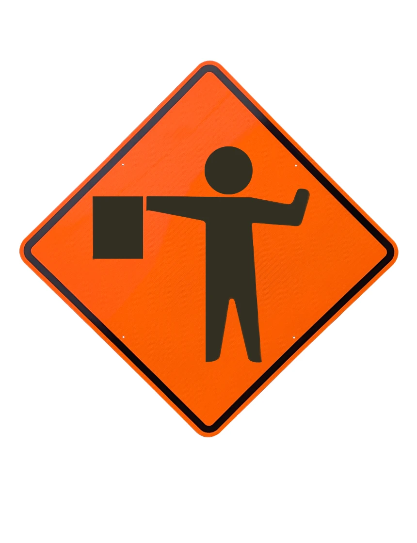 36\", Aluminum, Diamond Grade Reflective Sign, Flagger with Flag Symbol