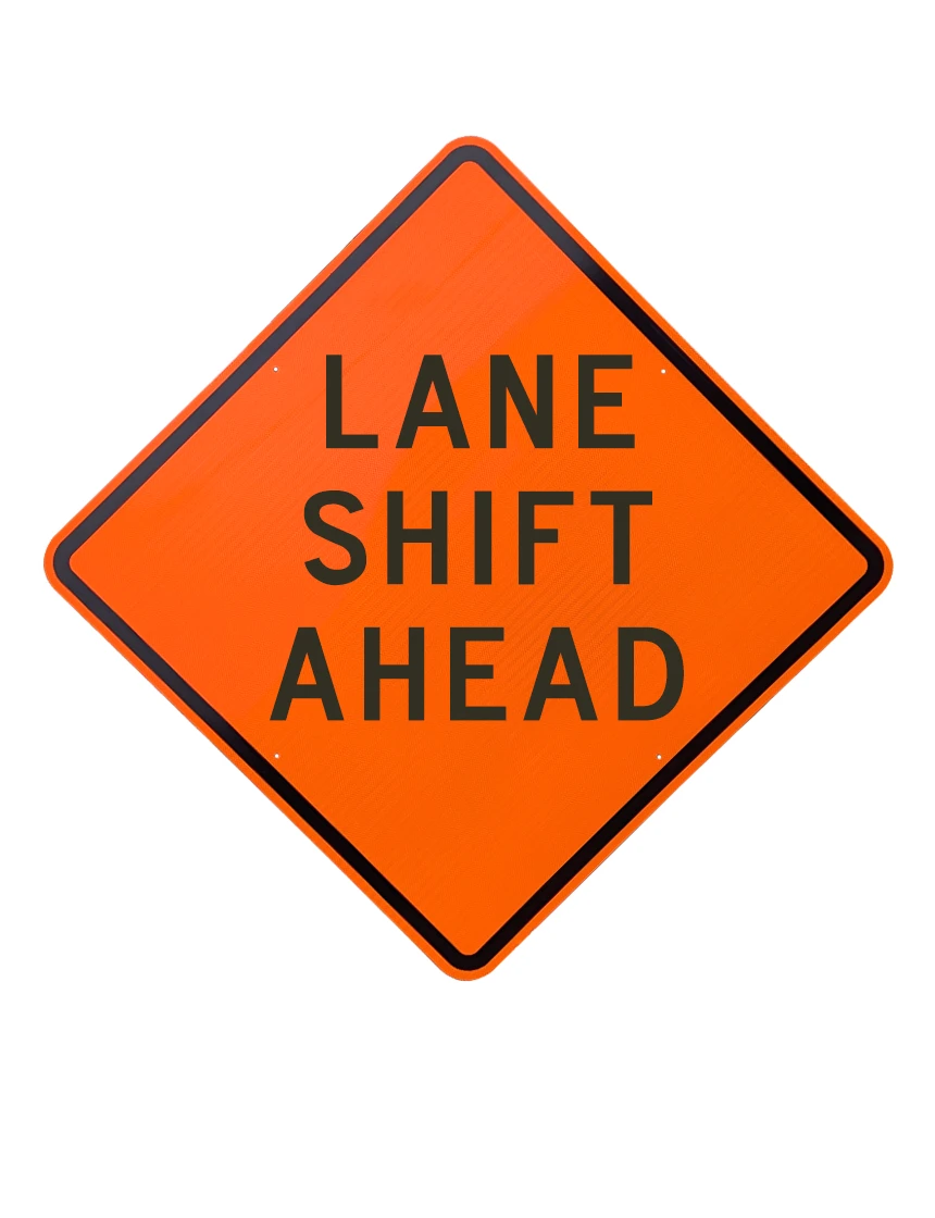36\", Aluminum, Diamond Grade Reflective Sign, LANE SHIFT AHEAD