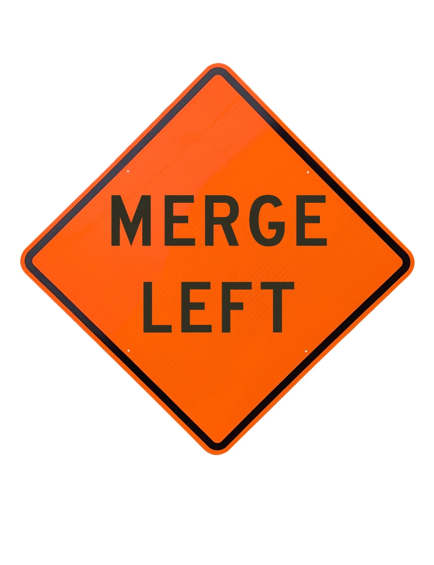 36\", Aluminum, Diamond Grade Reflective Sign, MERGE LEFT