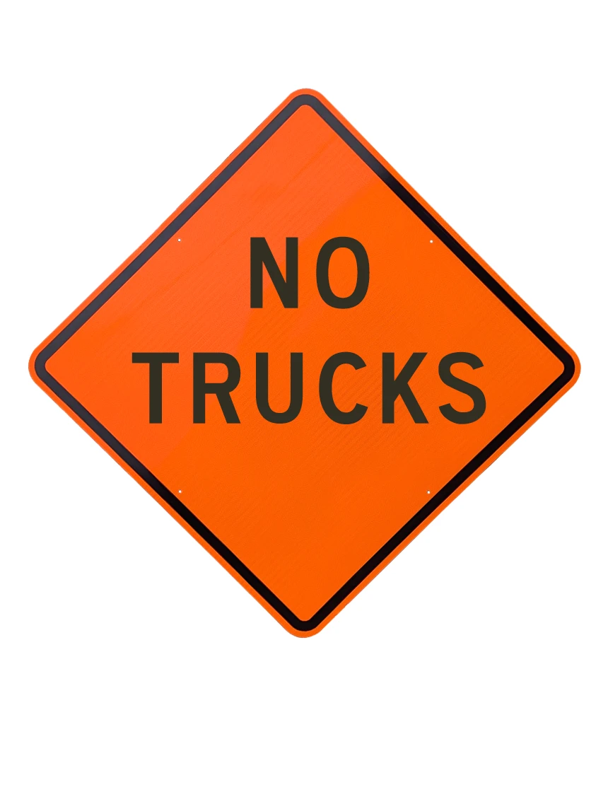 36\", Aluminum, Diamond Grade Reflective Sign, NO TRUCKS