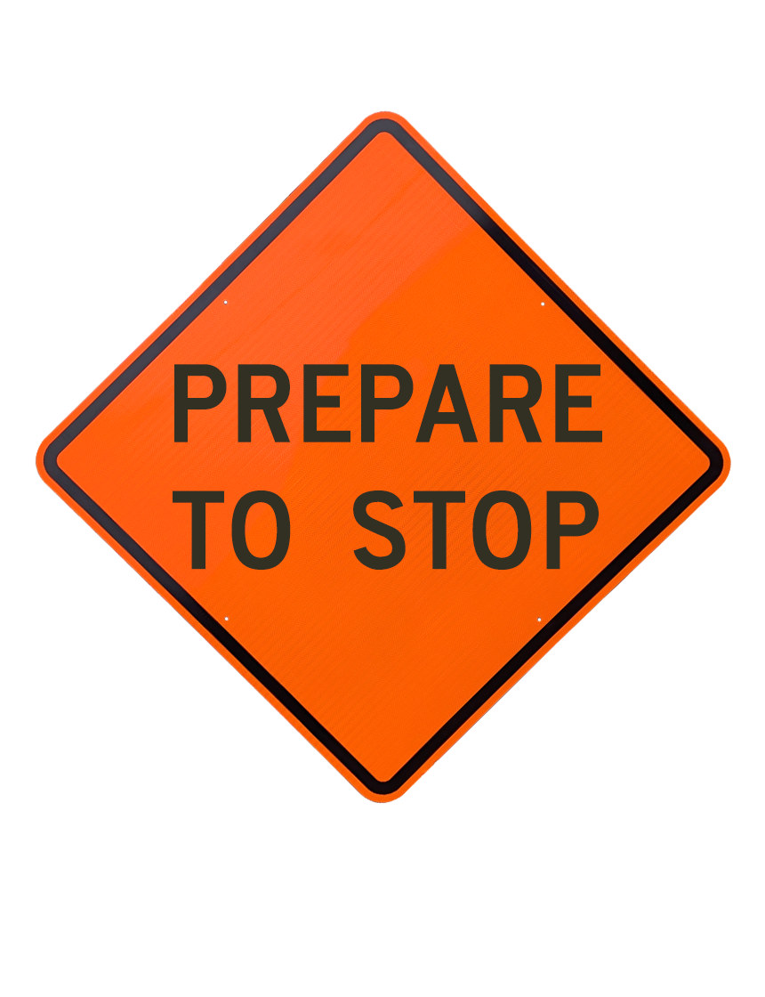 36\", Aluminum, Diamond Grade Reflective Sign, PREPARE TO STOP