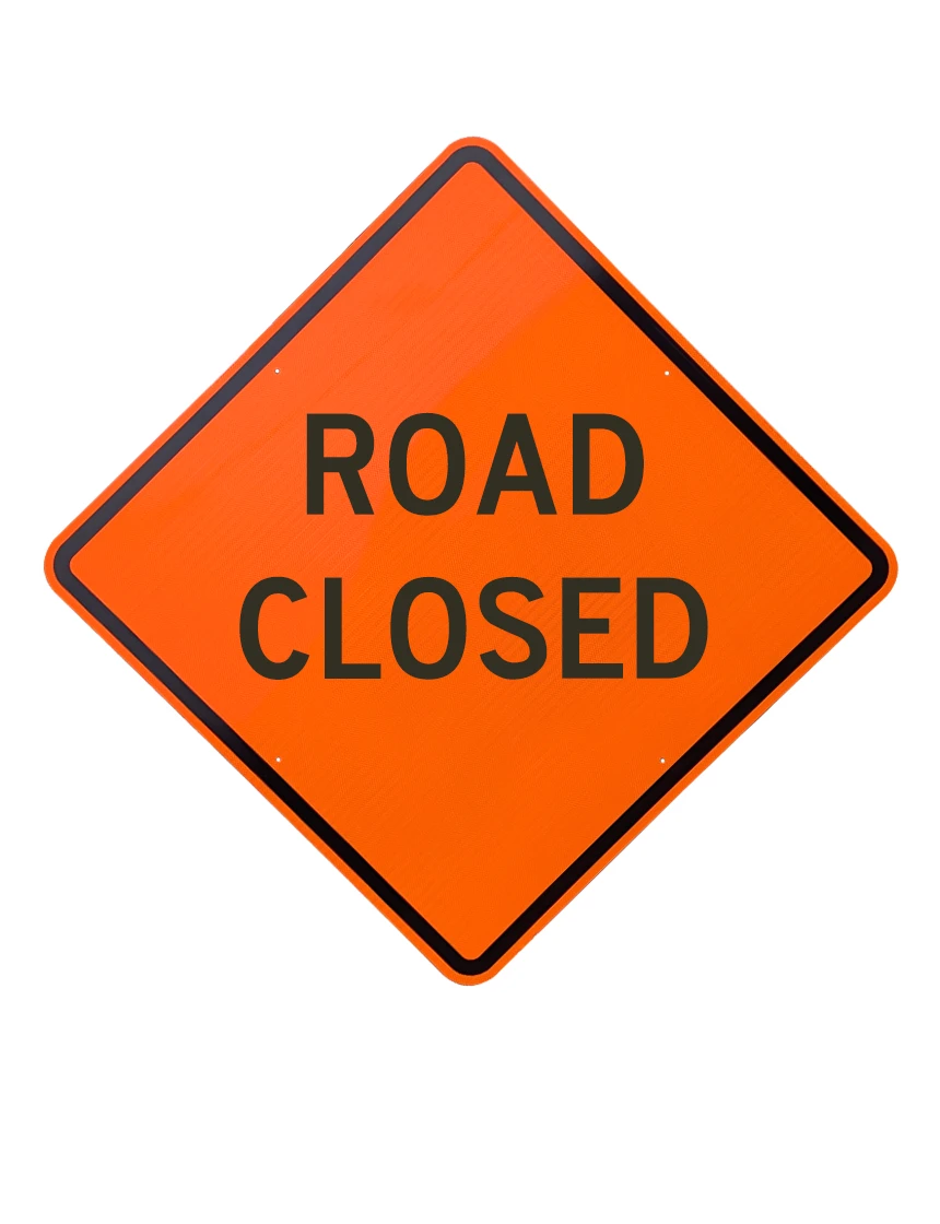 36\", Aluminum, Diamond Grade Reflective Sign, ROAD CLOSED