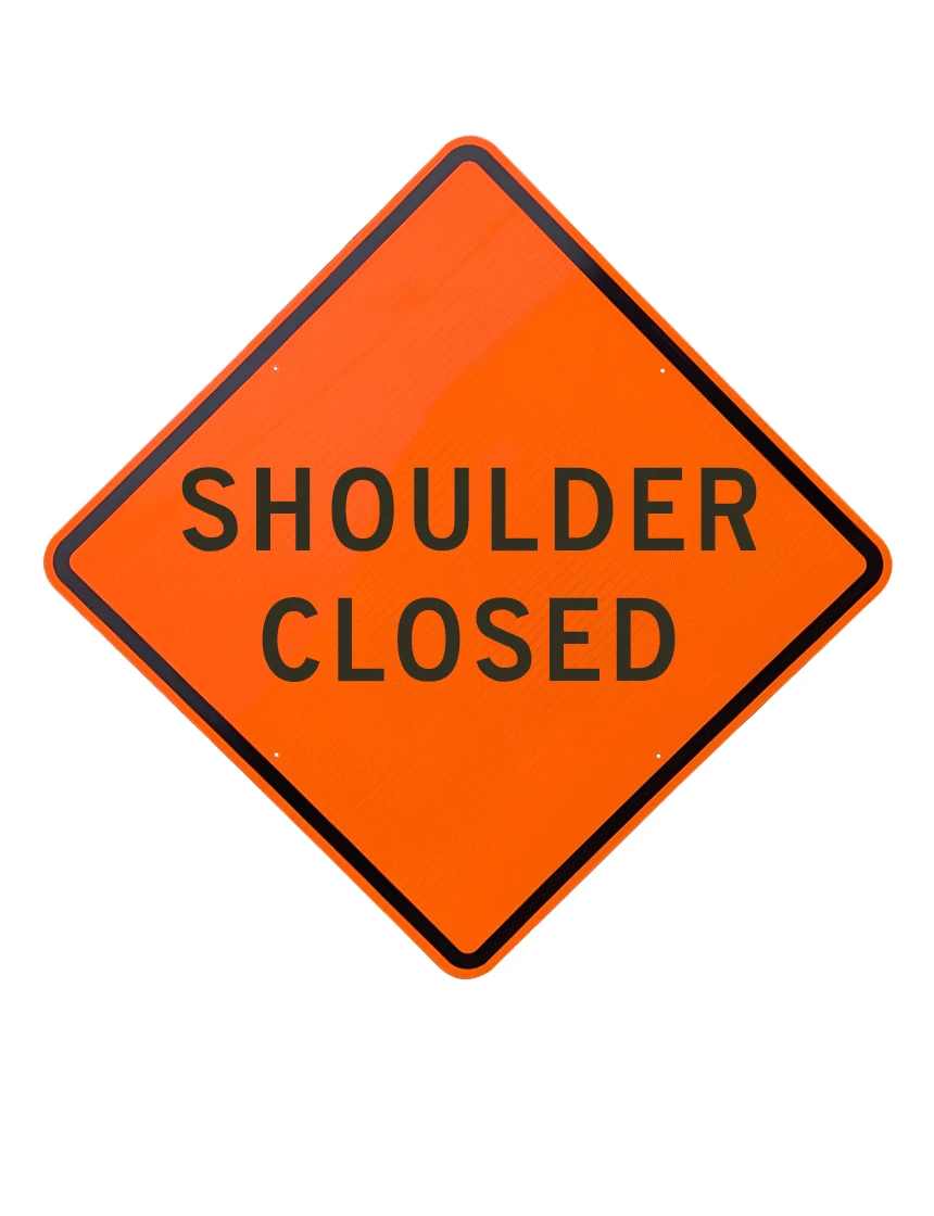 36\", Aluminum, Diamond Grade Reflective Sign, SHOULDER CLOSED