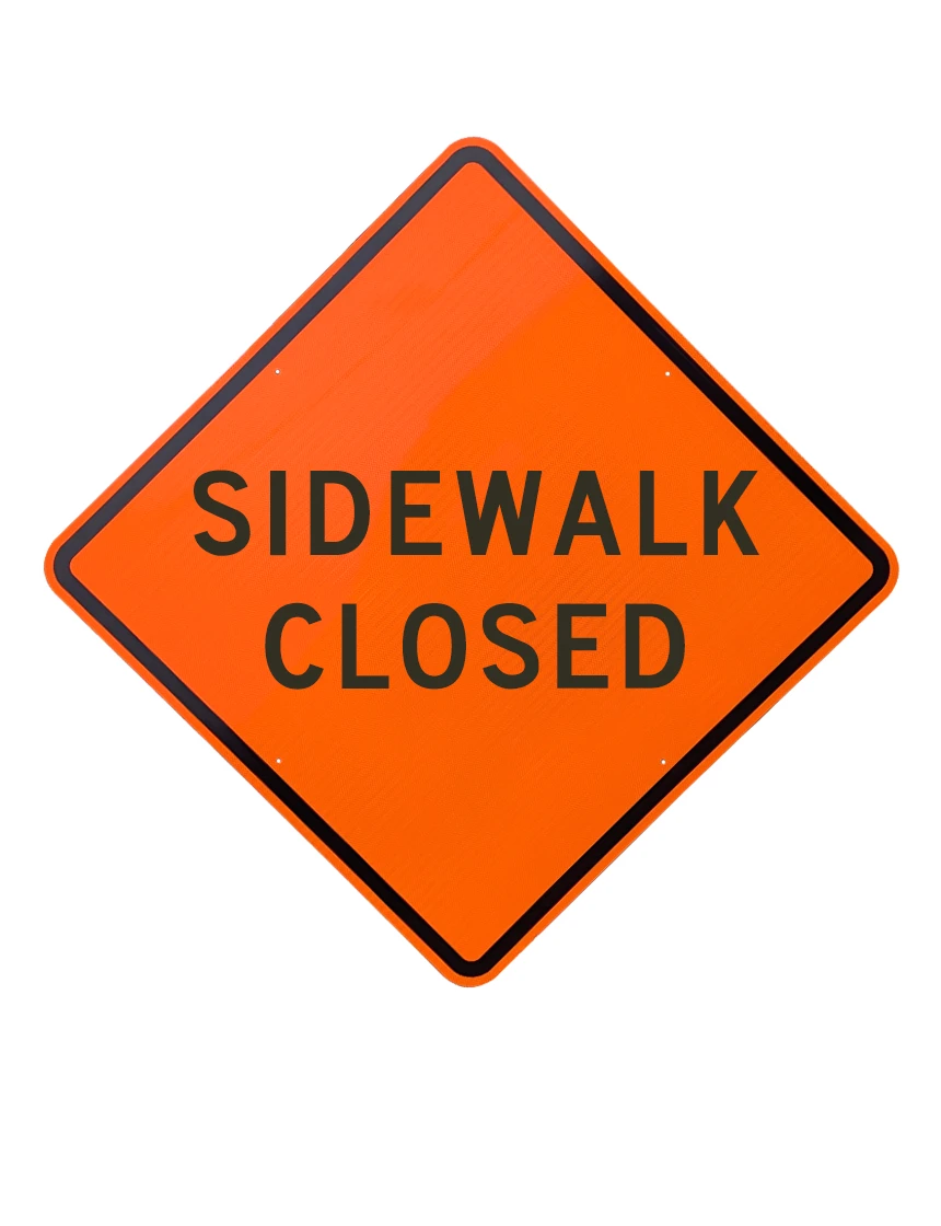 36\", Aluminum, Diamond Grade Reflective Sign, SIDEWALK CLOSED