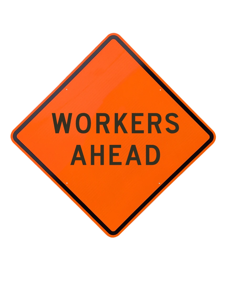 36\", Aluminum, Diamond Grade Reflective Sign, WORKERS AHEAD
