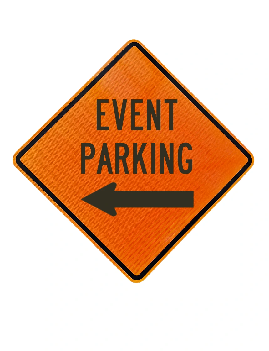 36\", Aluminum, High Intensity Reflective Sign, EVENT PARKING LEFT ARROW