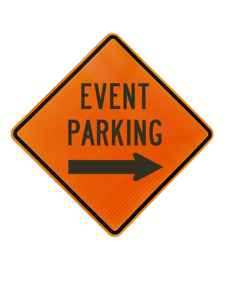 36\", Aluminum, High Intensity Reflective Sign, EVENT PARKING RIGHT ARROW