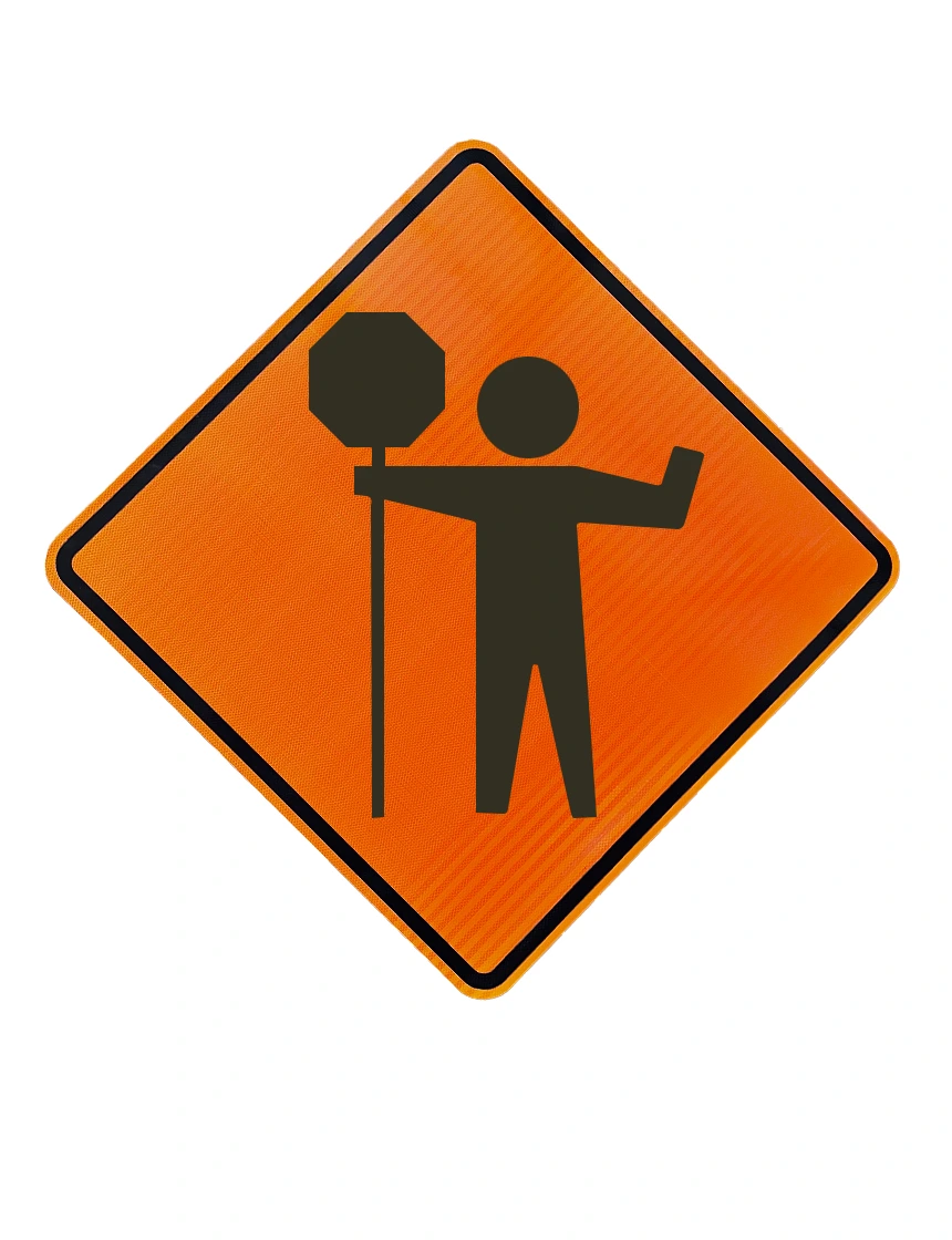36\", Aluminum, High Intensity Reflective Sign, Flagger with Paddle Symbol