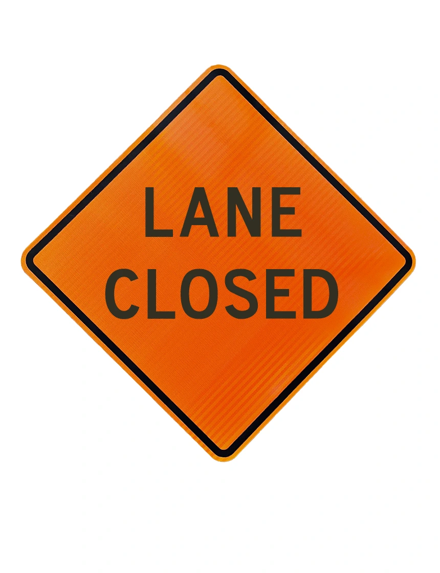 36\", Aluminum, High Intensity Reflective Sign, LANE CLOSED