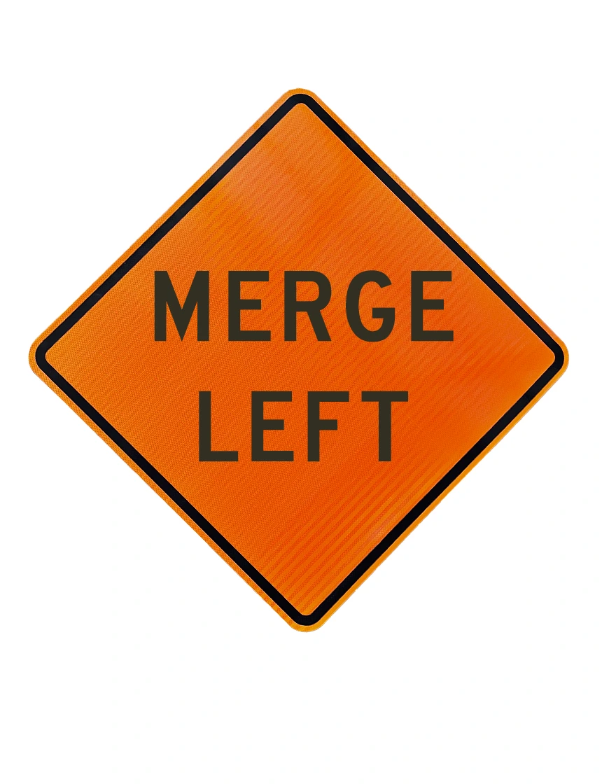 36\", Aluminum, High Intensity Reflective Sign, MERGE LEFT