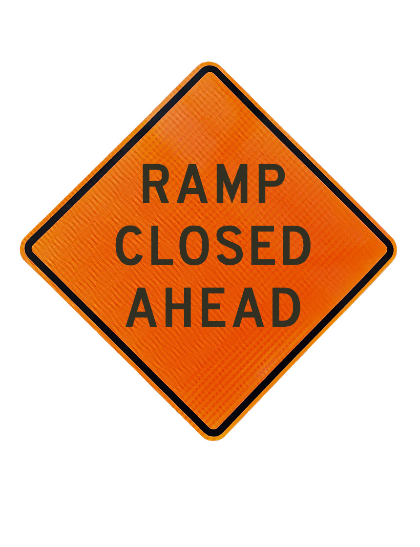 36\", Aluminum, High Intensity Reflective Sign, RAMP CLOSED AHEAD