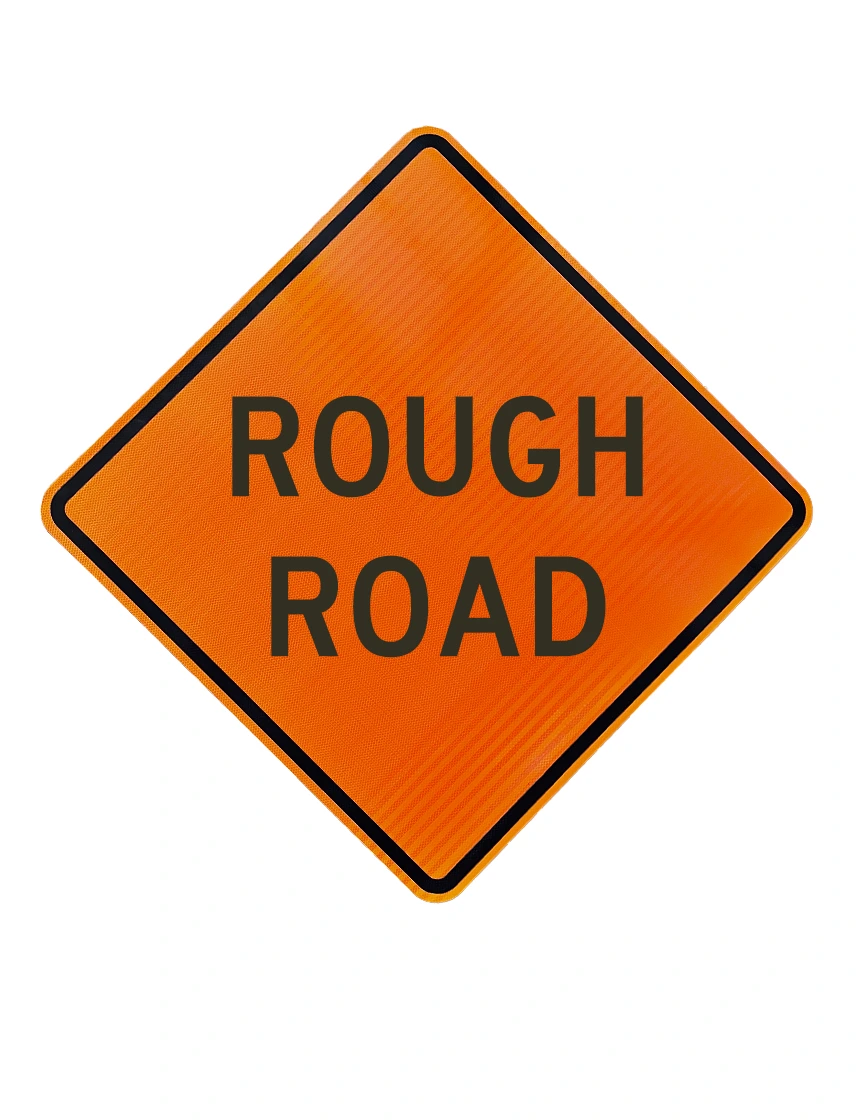 36\", Aluminum, High Intensity Reflective Sign, ROUGH ROAD