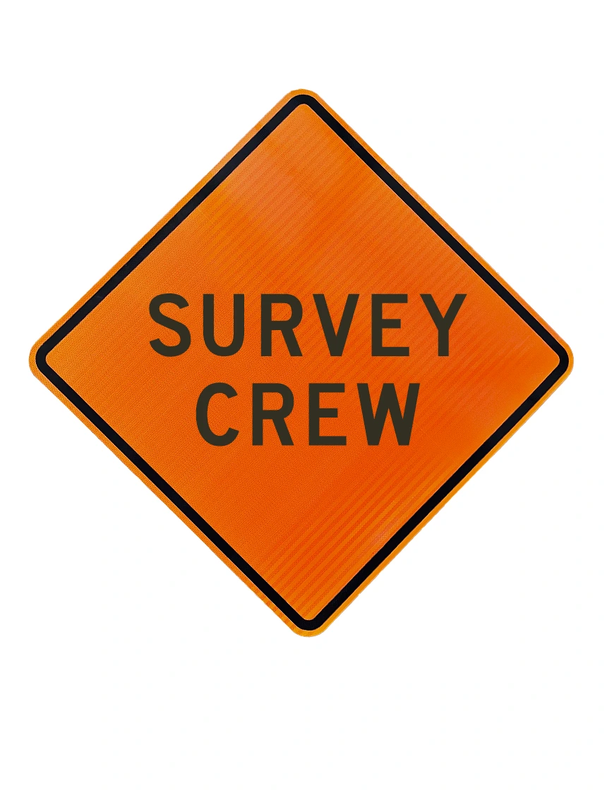 36\", Aluminum, High Intensity Reflective Sign, SURVEY CREW