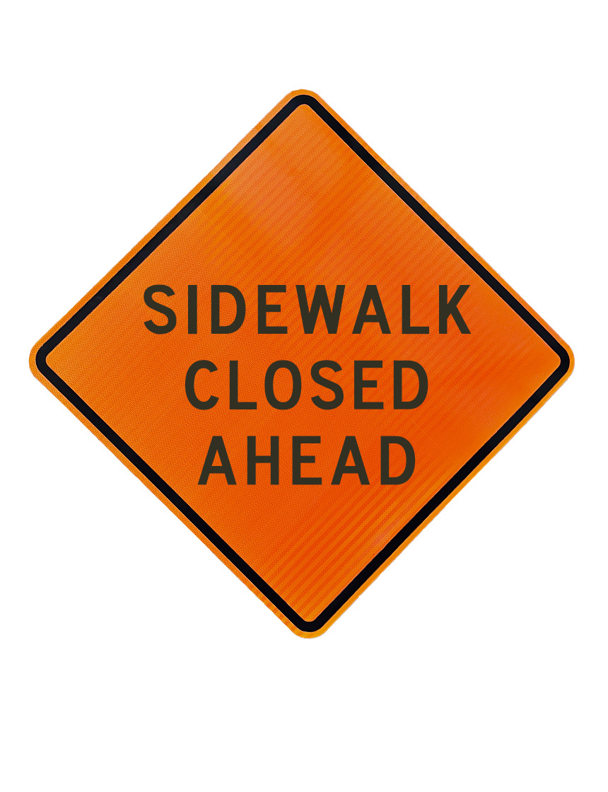 36\", Aluminum, High Intensity Reflective Sign, SIDEWALK CLOSED AHEAD