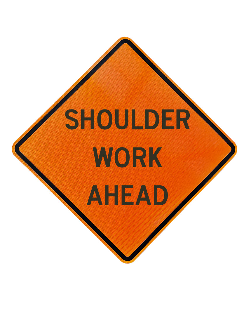 36\", Aluminum, High Intensity Reflective Sign, SHOULDER WORK AHEAD