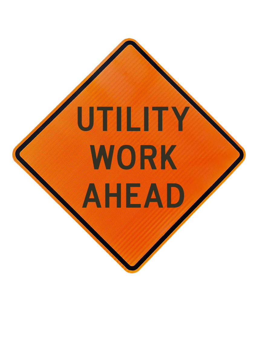 36\", Aluminum, High Intensity Reflective Sign, UTILITY WORK AHEAD