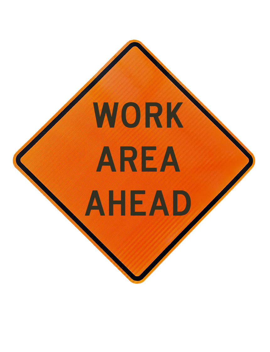 36\", Aluminum, High Intensity Reflective Sign, WORK AREA AHEAD
