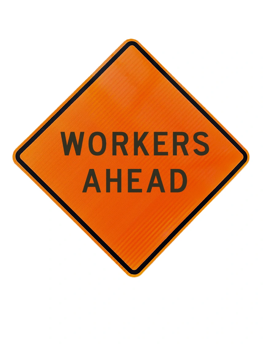 36\", Aluminum, High Intensity Reflective Sign, WORKERS AHEAD