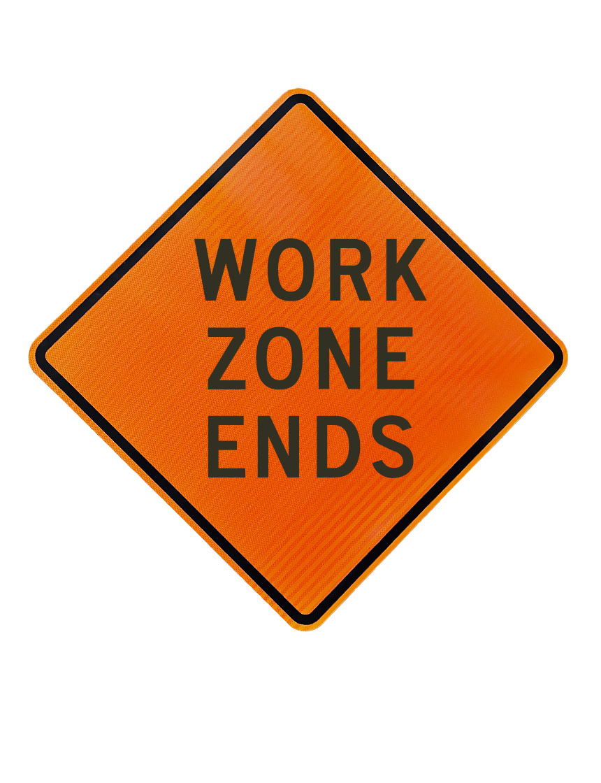 36\", Aluminum, High Intensity Reflective Sign, WORK ZONE ENDS