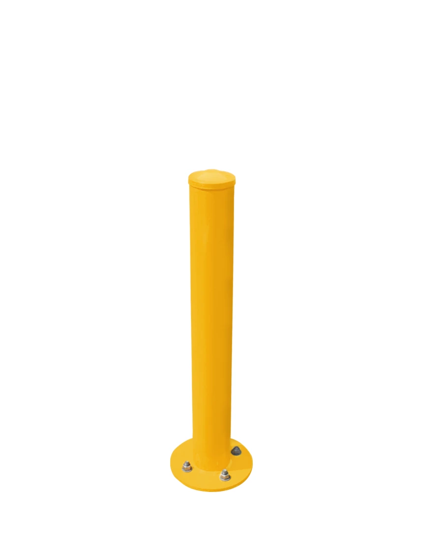 4 1/2\" OD x 36\" Tall, Galvanized Steel Bollard, Powder Coated Safety Yellow w/ 10\" Round Base