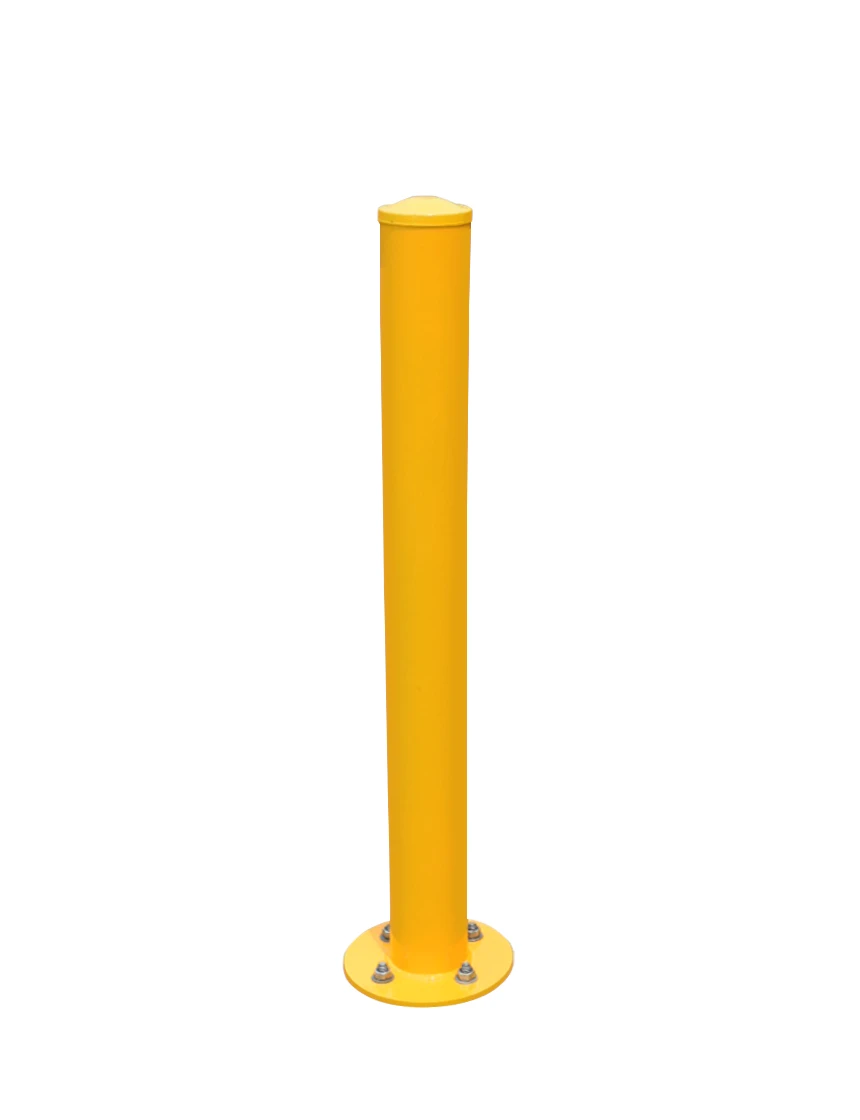4 1/2\" OD x 48\" Tall, Steel Bollard, Powder Coated Safety Yellow w/ 10\" Round Base