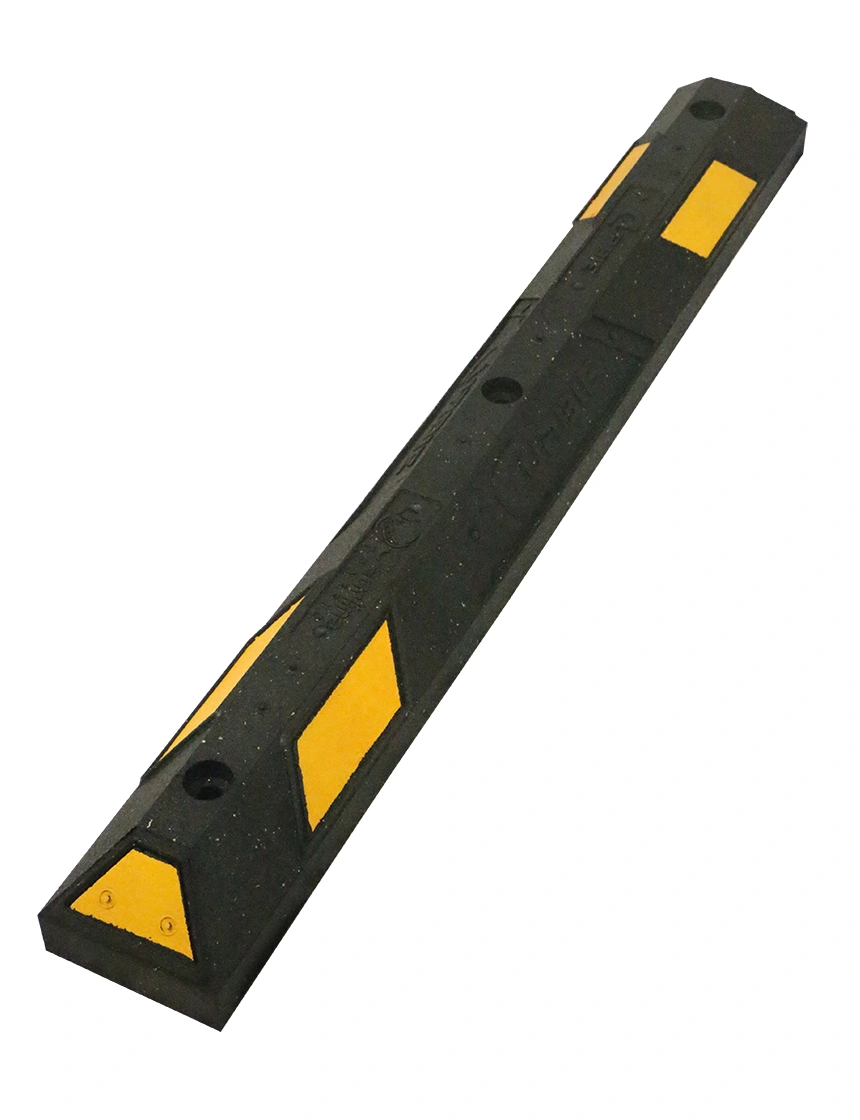 4\u0027 Black \u0026 Yellow Recycled Rubber Parking Block with Three 5\" Concrete Bolts 
