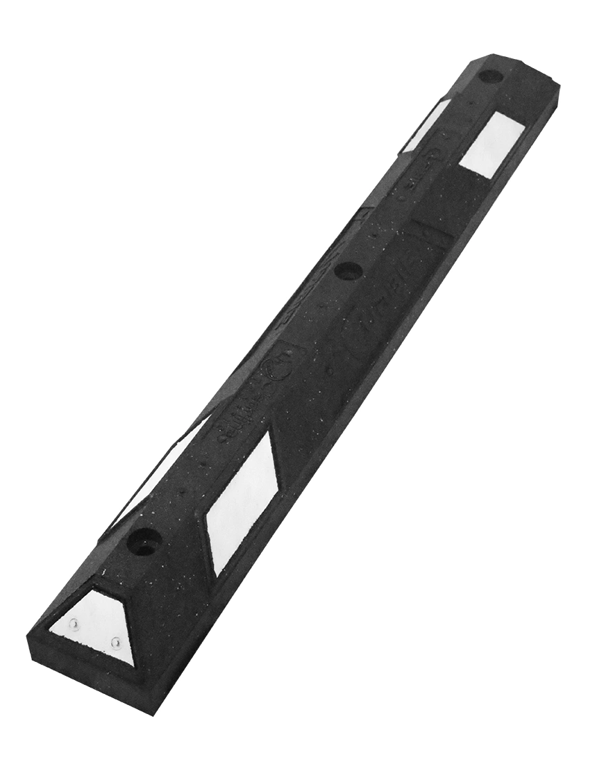 4\u0027 Black \u0026 White Recycled Rubber Parking Block w/ Three 5\" Concrete Bolts