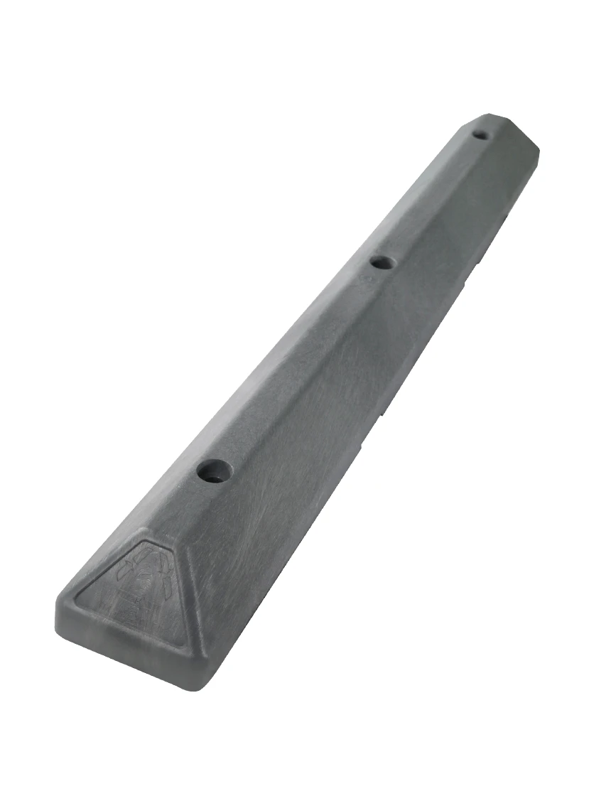 4\u0027 Gray Recycled Plastic Commercial Parking Block with 12\" Galvanized Steel Spike Fasteners