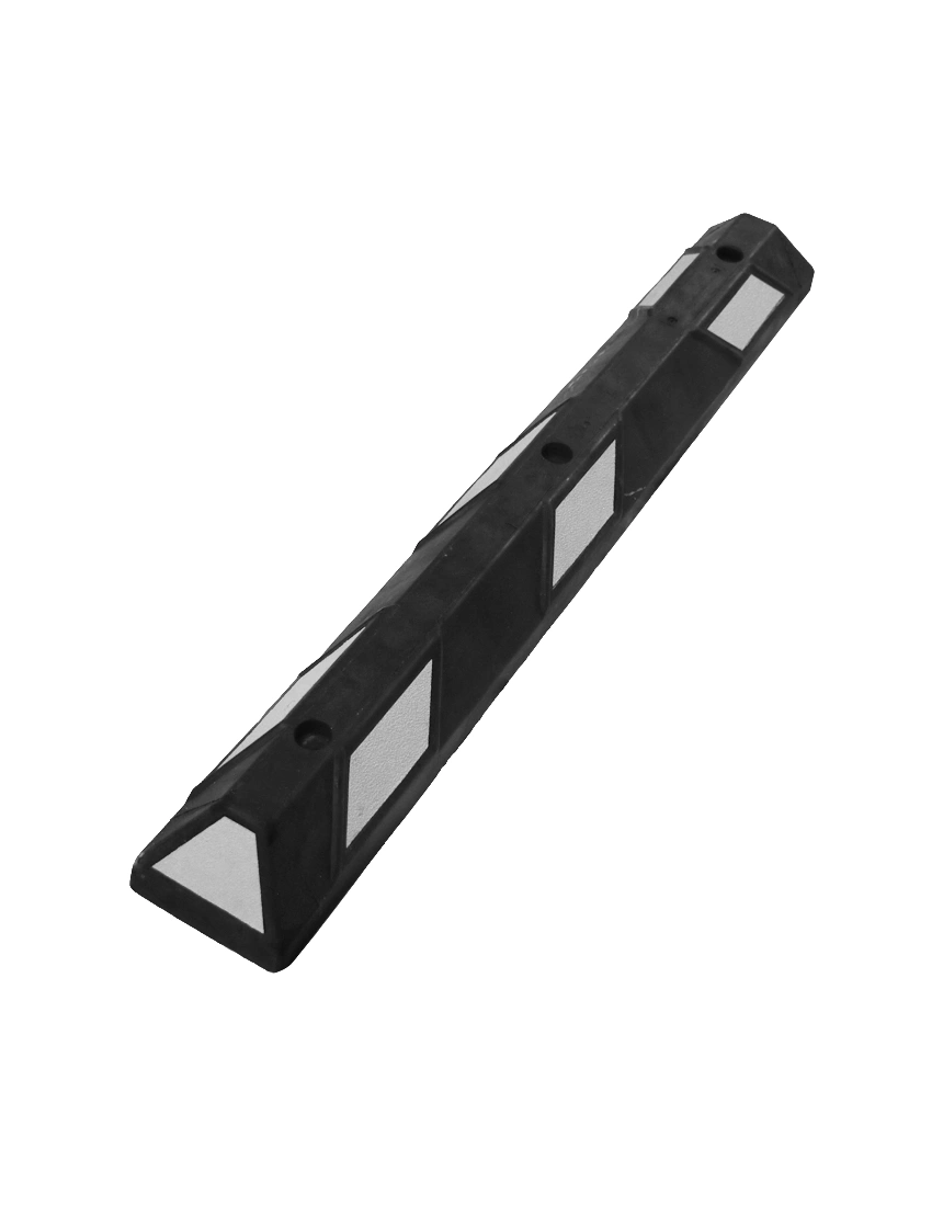 4\u0027 Economy Black \u0026 White Rubber Parking Block w/three 18\" Heavy Duty Galvanized Steel Spikes