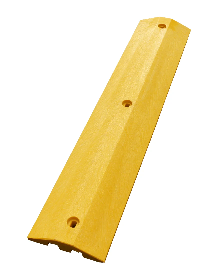 4\u0027 Yellow \u0027Economy\u0027 Recycled Plastic Speed Bump with 14\" Galvanized Rebar Steel Spikes