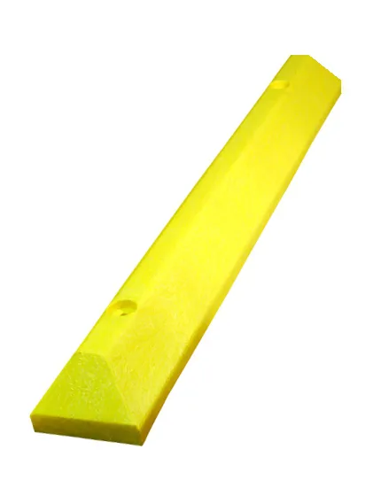 4\u0027 Yellow, Heavy-Duty Solid Recycled Plastic Parking Block w/18\" Heavy Duty Spikes