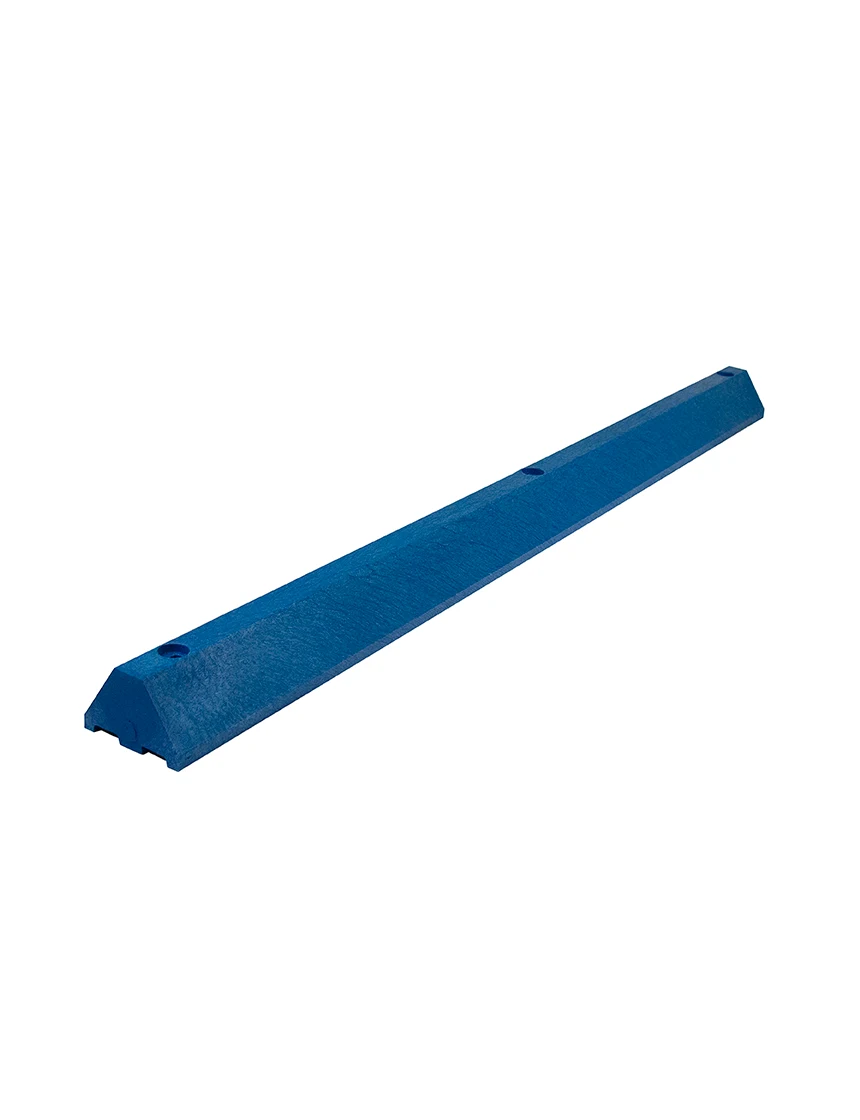 6\u0027, 4\" Tall, \u0027Industrial\u0027 Blue Recycled Plastic Parking Block w/8\" Lag Bolts \u0026 Anchors