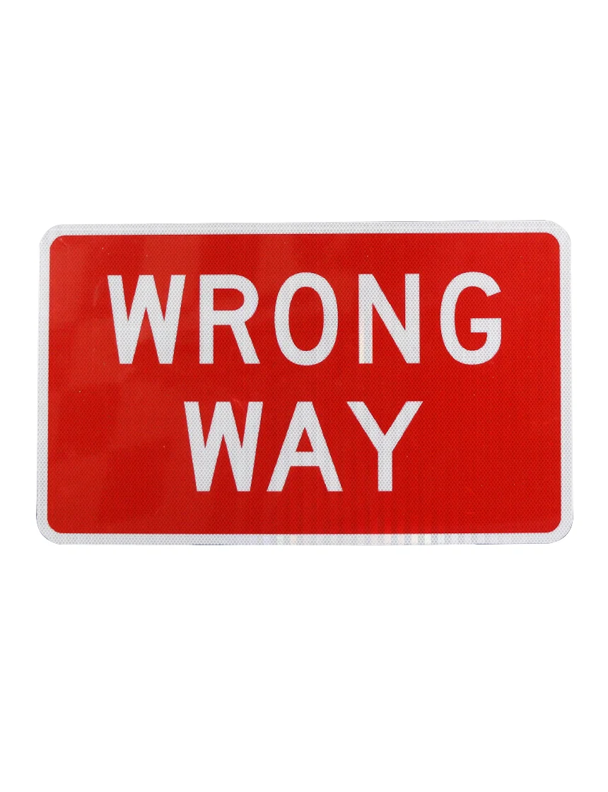 42\" X 30\" WRONG WAY Sign with HI Sheeting, 4 Mil ACM