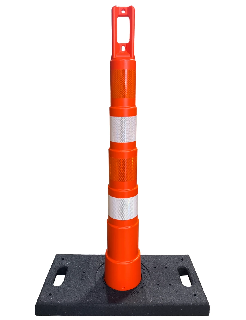 42\" Channelizer Cone w/ Four (4) 4\" HI Reflective Collar \u0026 30 lbs Recycled Rubber Base